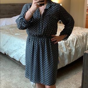 MAX STUDIO Black/Blue Midi Dress — Size Large — EUC